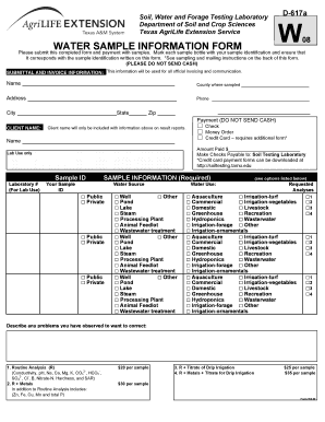Water Sample Information Form