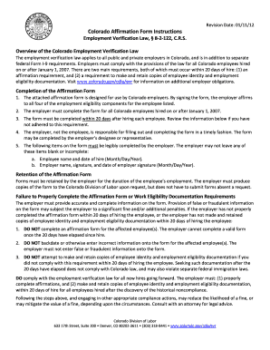 Colorado Employment Verification Affirmation Form