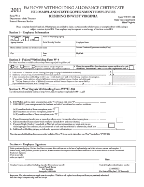 Maryland W-4 Form for West Virginia Residents