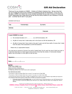 UK Gift Aid Declaration Form