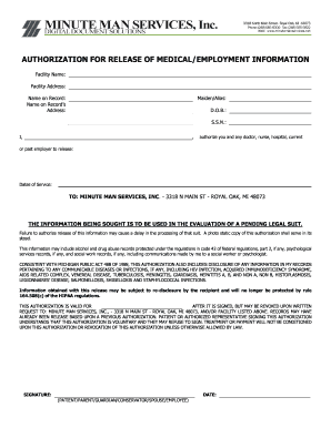 Authorization for Release of Medical/Employment Information