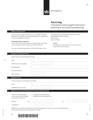 Fillable Online Aanvraag Individueel Uitstel Aangifte Inkomstenbelasting Of Vennootschapsbelasting Vpb 103 1z2fol Fax Email Print Pdffiller