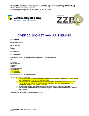 Voorbeeldovereenkomst zelfstandigen bouw