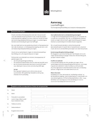 Belastingdienst Aanvraag Loonheffingen Kostenvergoedingsbeschikking voor artiesten en beroepssporters