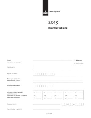 Dieetbevestiging 2013