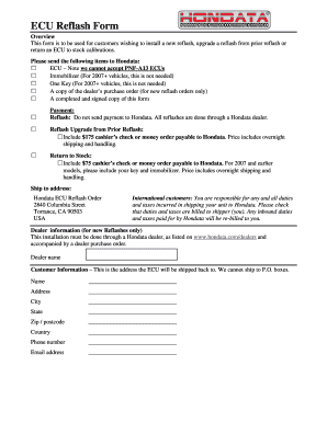 ECU Reflash Order Form