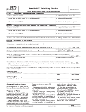 IRS Form 8875 Taxable REIT Subsidiary Election