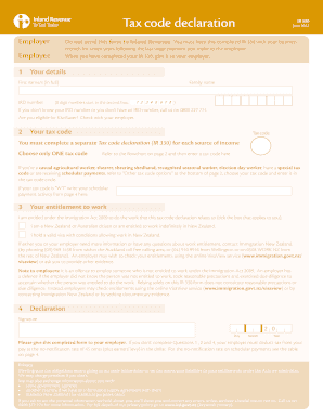 New Zealand Tax Code Declaration IR 330