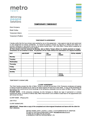 Temporary Timesheet Agreement