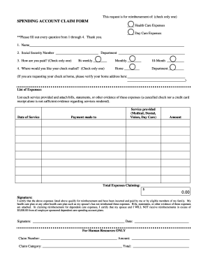 Spending Account Claim Form
