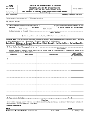 Form 972 Consent of Shareholder