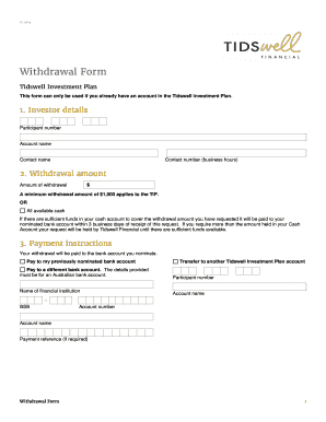 Tidswell Investment Plan Withdrawal Form