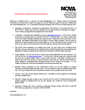 Nova Management Employee Application