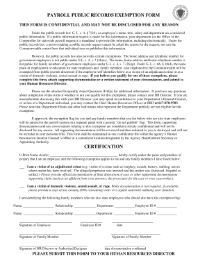 Massachusetts Payroll Public Records Exemption Form