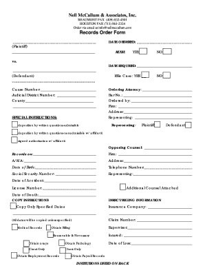 Records Order Form