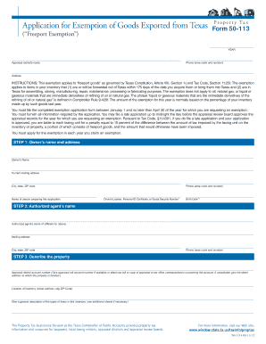 Texas Freeport Exemption Application