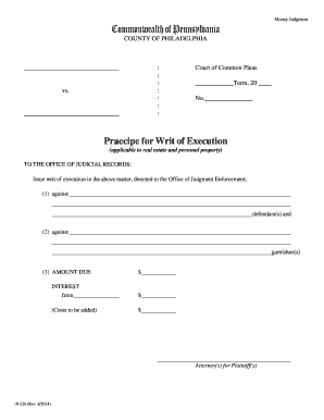 Praecipe for Writ of Execution
