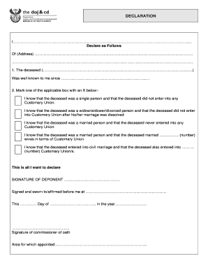 Declaration of Deceased Person's Marital Status