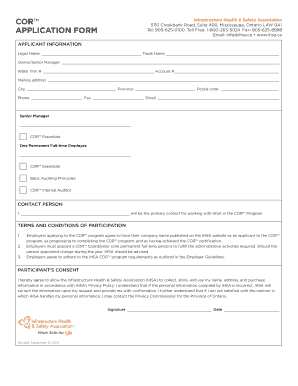 COR Program Application Form
