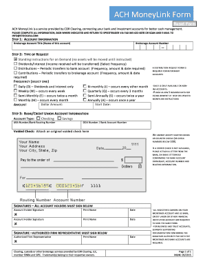 ACH MoneyLink Form