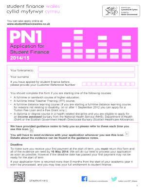 Student Finance Application Form 2014/15