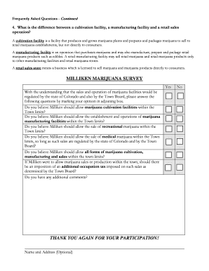 Milliken Marijuana Survey