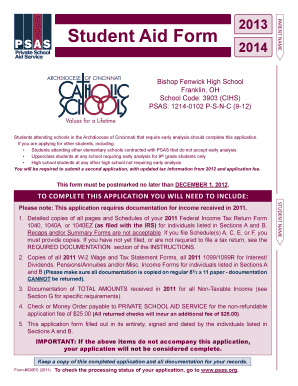 Student Aid Form