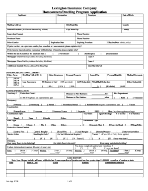 Lexington Insurance Homeowners Application
