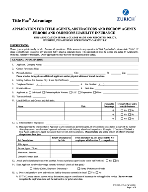 Title Pac Advantage Application