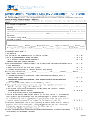 Employment Practices Liability Application