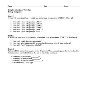 Complex Inheritance Worksheet