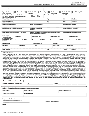 Merchant Pre-Qualification Form