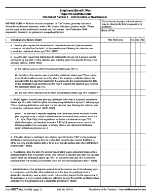 IRS Form 8387 Employee Benefit Plan Required Distributions