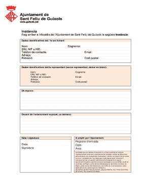 Sant Feliu de Guíxols Municipality Petition Form