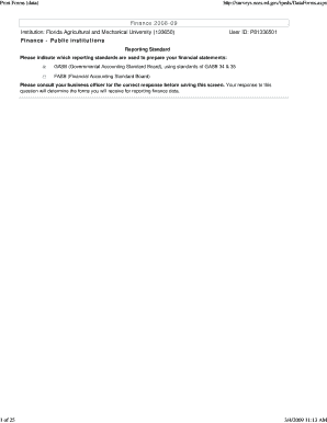 Finance Public Institutions Form