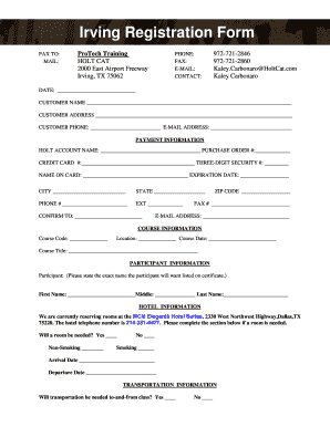 Irving Registration Form