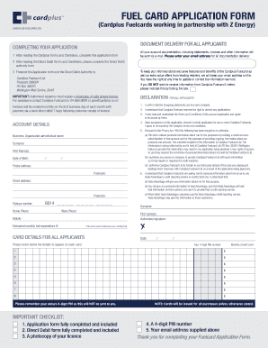 Fuel Card Application Form