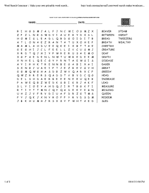 Printable Word Search Generator