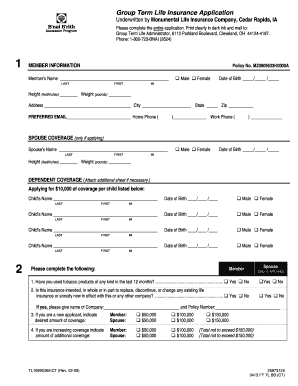 Group Term Life Insurance Application