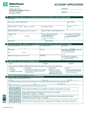 TD Waterhouse Account Application