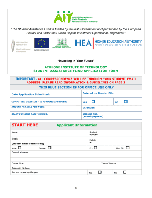 Student Assistance Fund Application Form