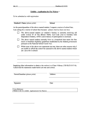 Illinois School Fee Waiver Application