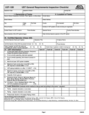 UST General Requirements Inspection Checklist