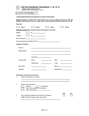 United Home Protection Insurance Application Form