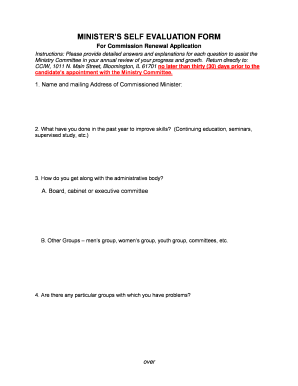 MINISTERS SELF EVALUATION FORM - cciwdisciplesorg