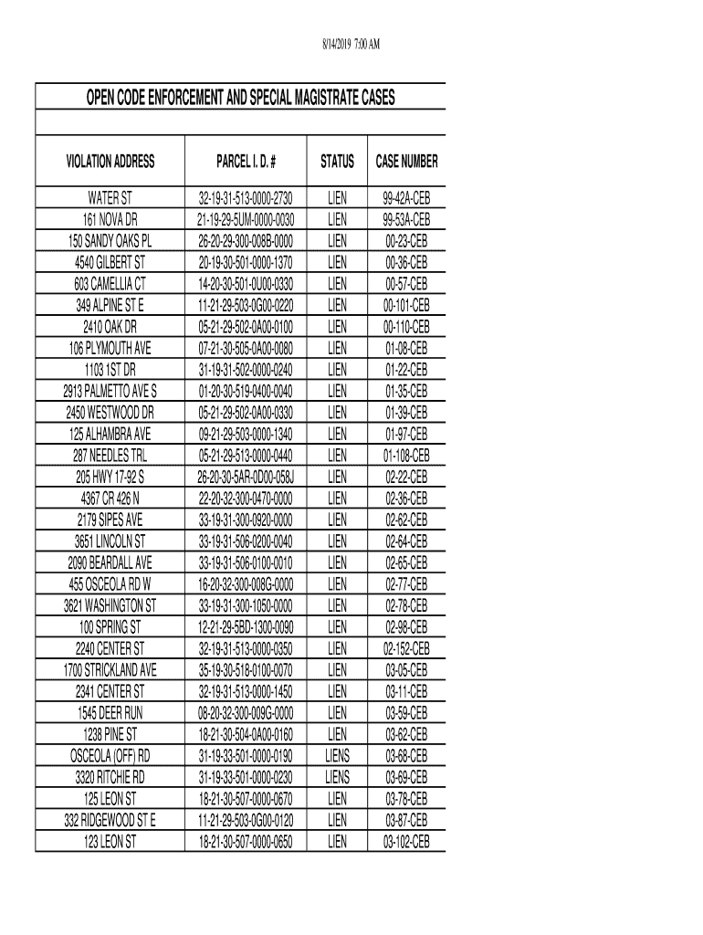 Fillable Online open code enforcement and special magistrate bb