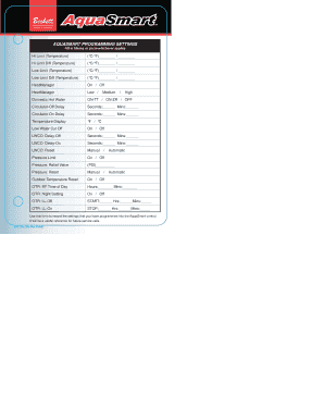 AquaSmart Boiler Control Settings Form