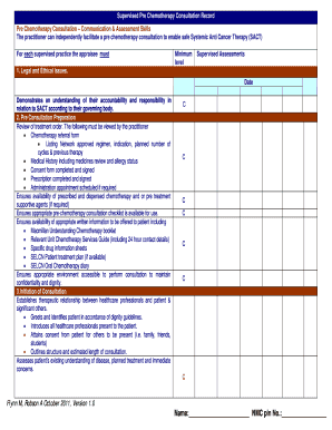 Pre Chemotherapy Consultation Record