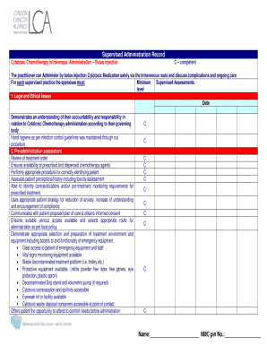 Cytotoxic Chemotherapy Administration Record
