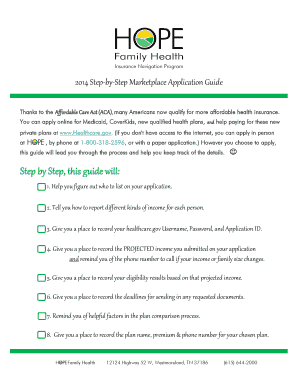 2014 Affordable Care Act Marketplace Application Guide
